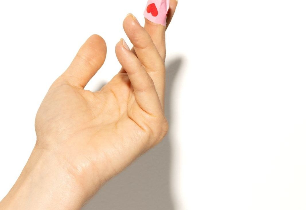 A plaster after a finger prick, ivi Clinic